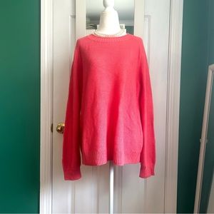 Eileen Fisher Coral Organic Linen Sweater Large